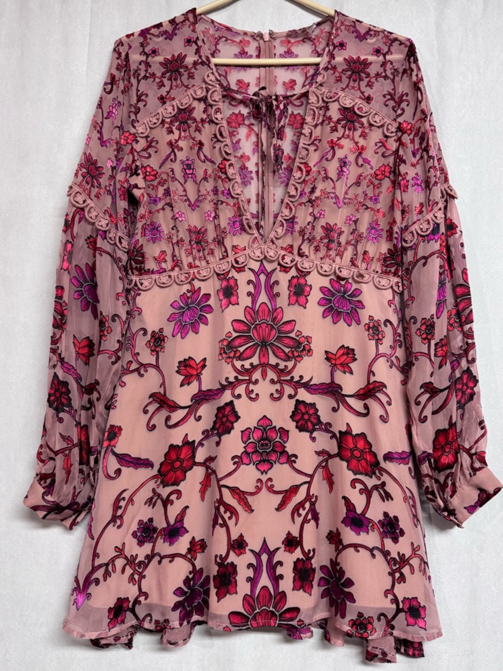 For Love and Lemon Saffron Mini Dress Silk Blend Size Large - Picture 3 of 7